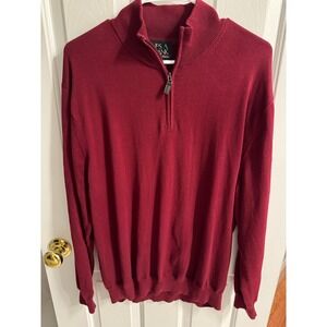 Jos A Bank Signature Collection Mens XL Burgundy Pima Cotton 1/4 Zip Pullover